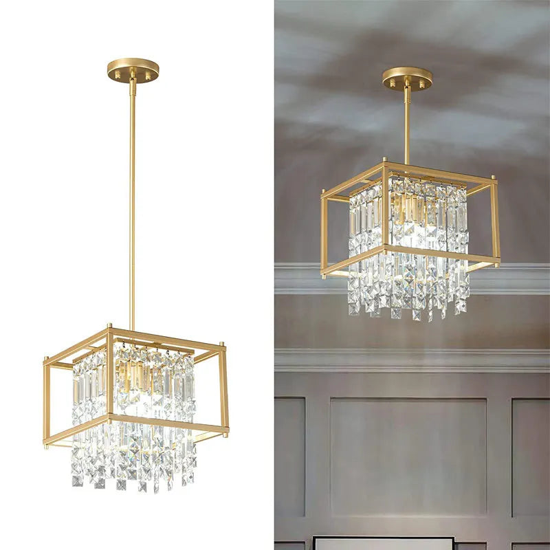 Afralia™ Modern K9 Crystal Chandelier Ceiling Hanging Lamp for Living Room Bedroom
