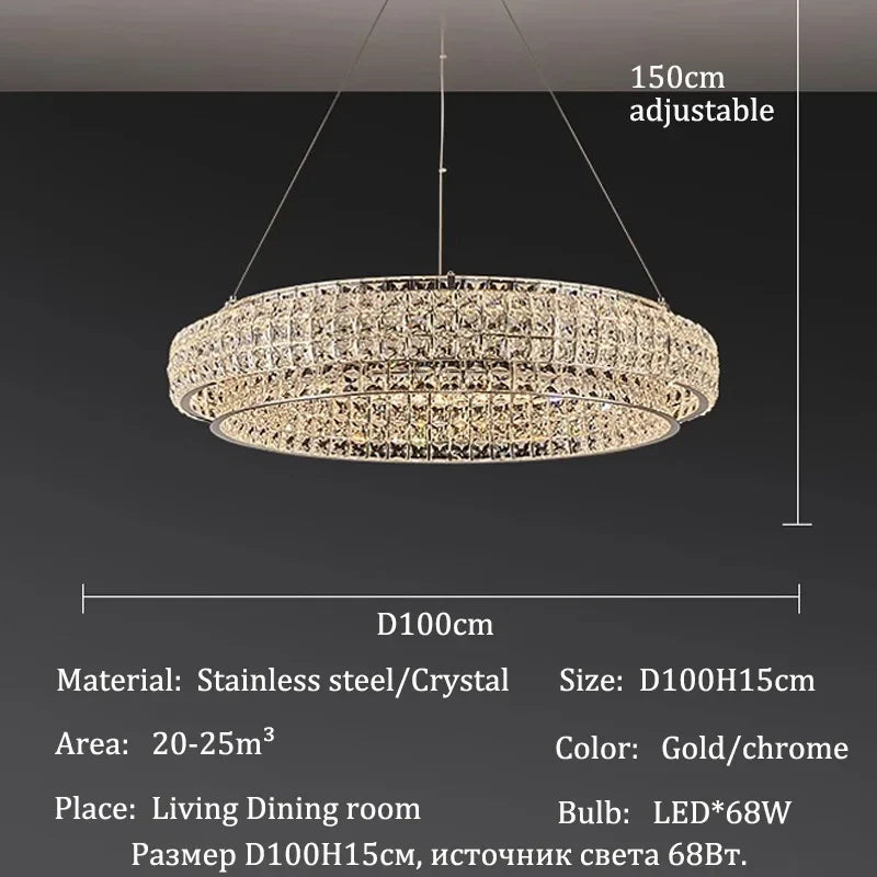 Afralia™ Crystal Chandelier LED Ceiling Light Fixture Pendant Suspension Lamp Luxe Home Decor LuxeCrystal Beauty