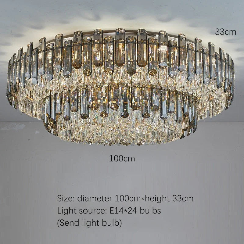 Afralia™ Gold Crystal Chandelier for Living Room Luxury Lighting Fixture