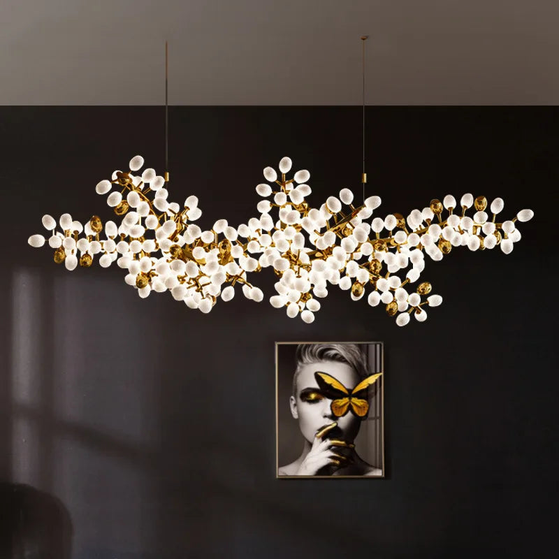 Afralia™ Gold Grape Chandelier Glass Pendant Lights for Living Room & Dining Room