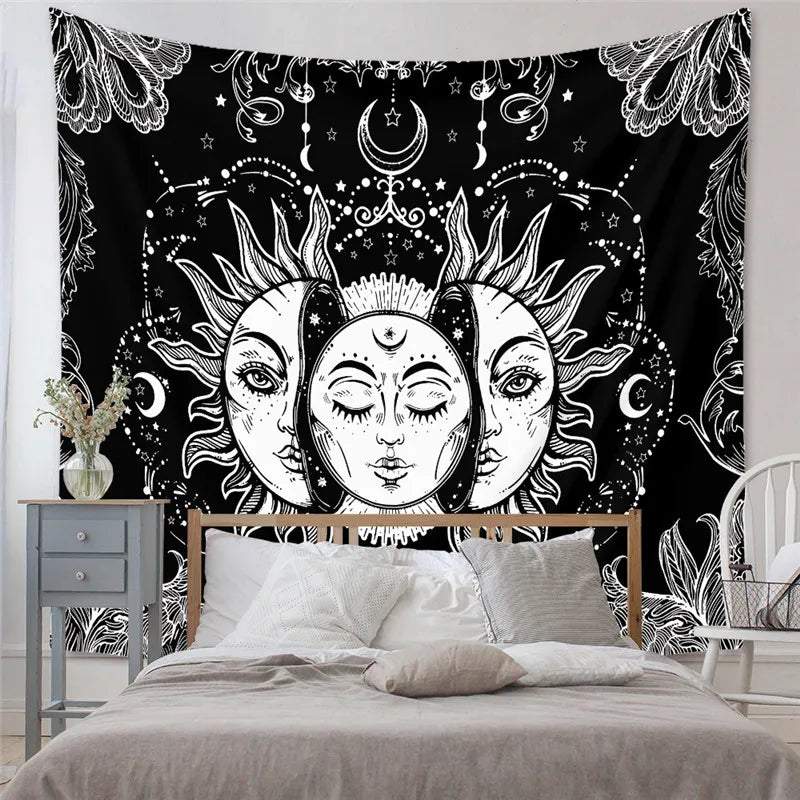 Afralia™ Sun Moon Bohemian Tapestry Wall Hanging Home Decoration Beach Towel
