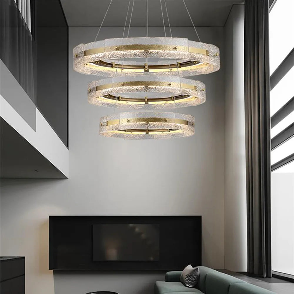 Afralia™ Water Ripple Glass Chandelier: Modern Luxury Living Room Ceiling Lamp for Home Decor