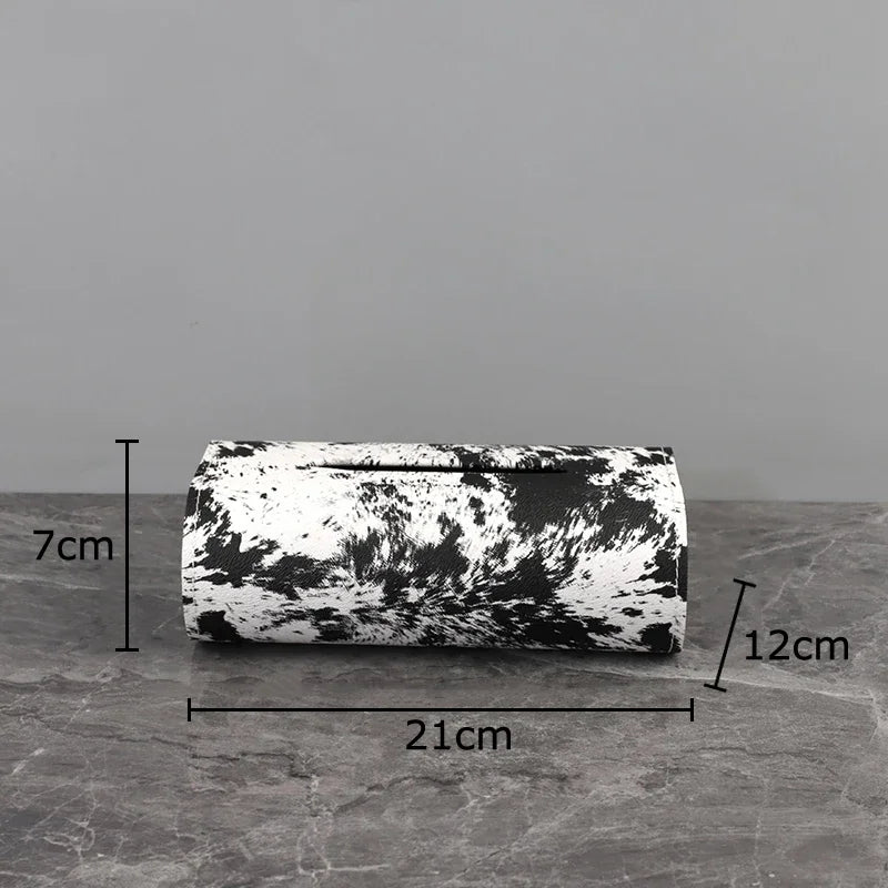 Afralia™ Stylish Dot Texture Tissue Box Holder for Coffee Table, Desk, Bedside, Metal/Leather