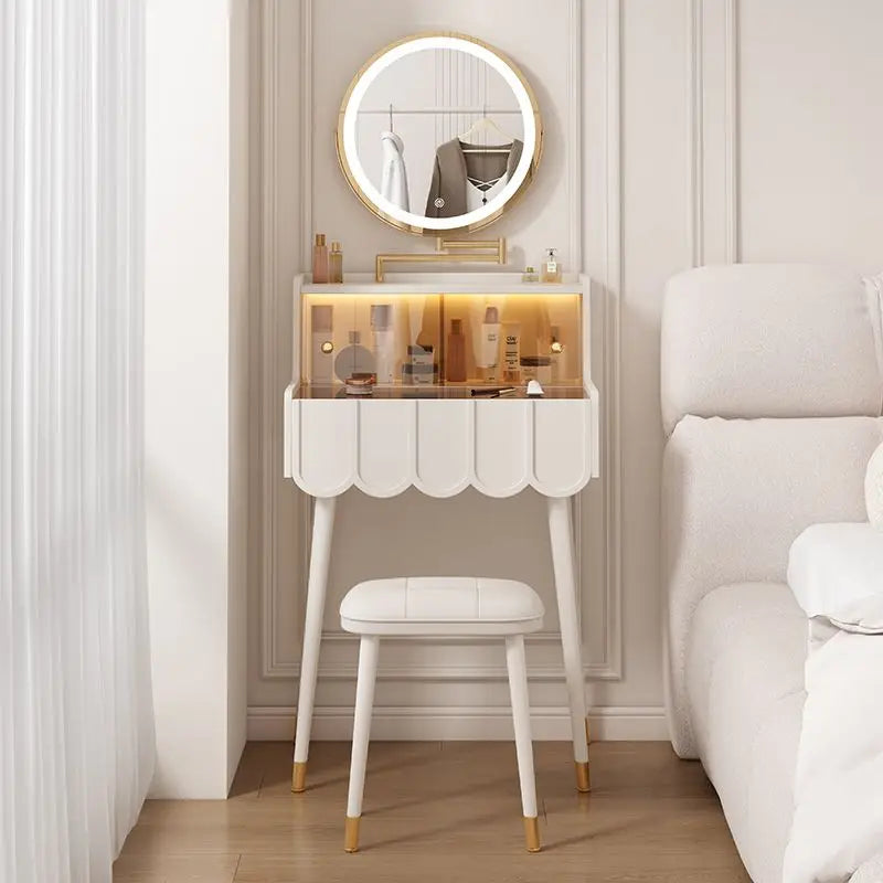 Afralia™ Luxury Nordic Makeup Vanity Set with Mirror and Storage