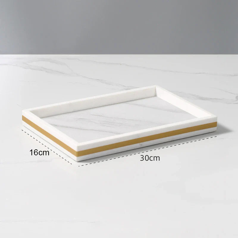 Afralia™ Volakas White Marble Bathroom Set Luxury Bath Accessories Gold Accents