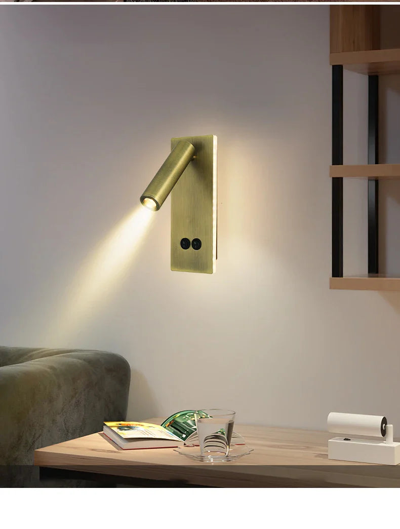 Afralia™ Rotatable Wall Lamp Black Bronze Modern Study LED Wall Sconce Reading Spotlights