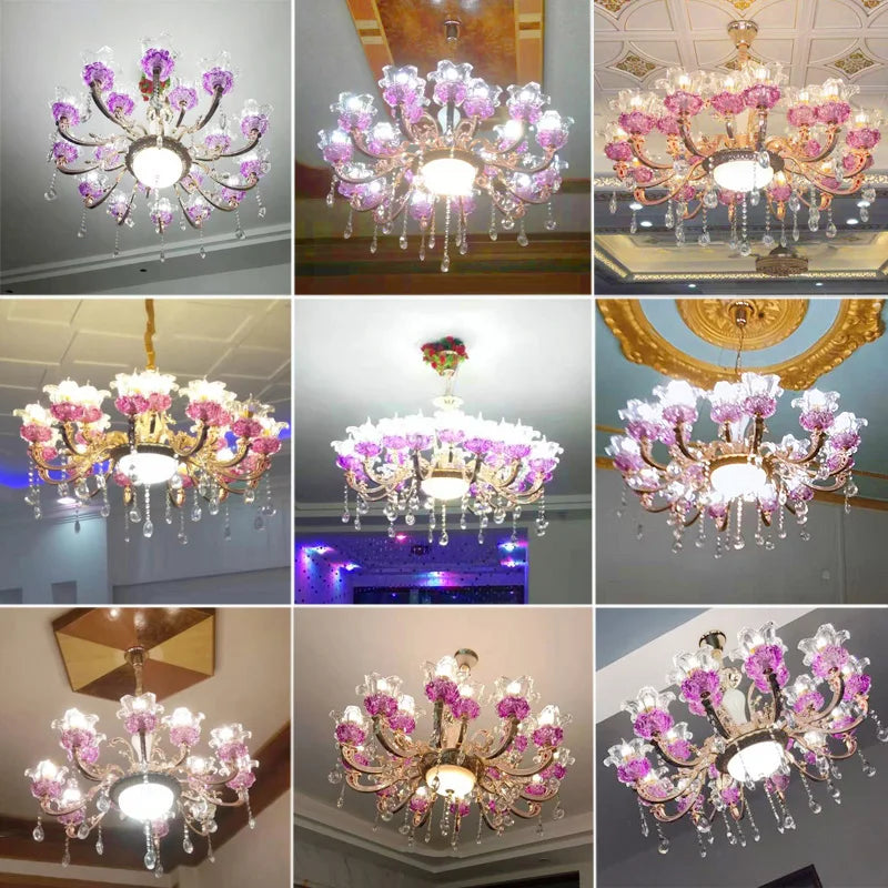 Afralia™ Flower Candle Villa Chandelier for Luxury Living and Dining Rooms