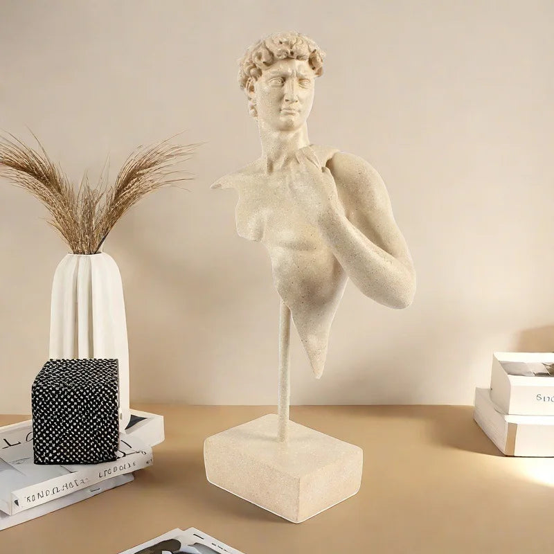 Afralia™ David Bust Resin Sculpture | Abstract Nude Man Figurine for Room Decor