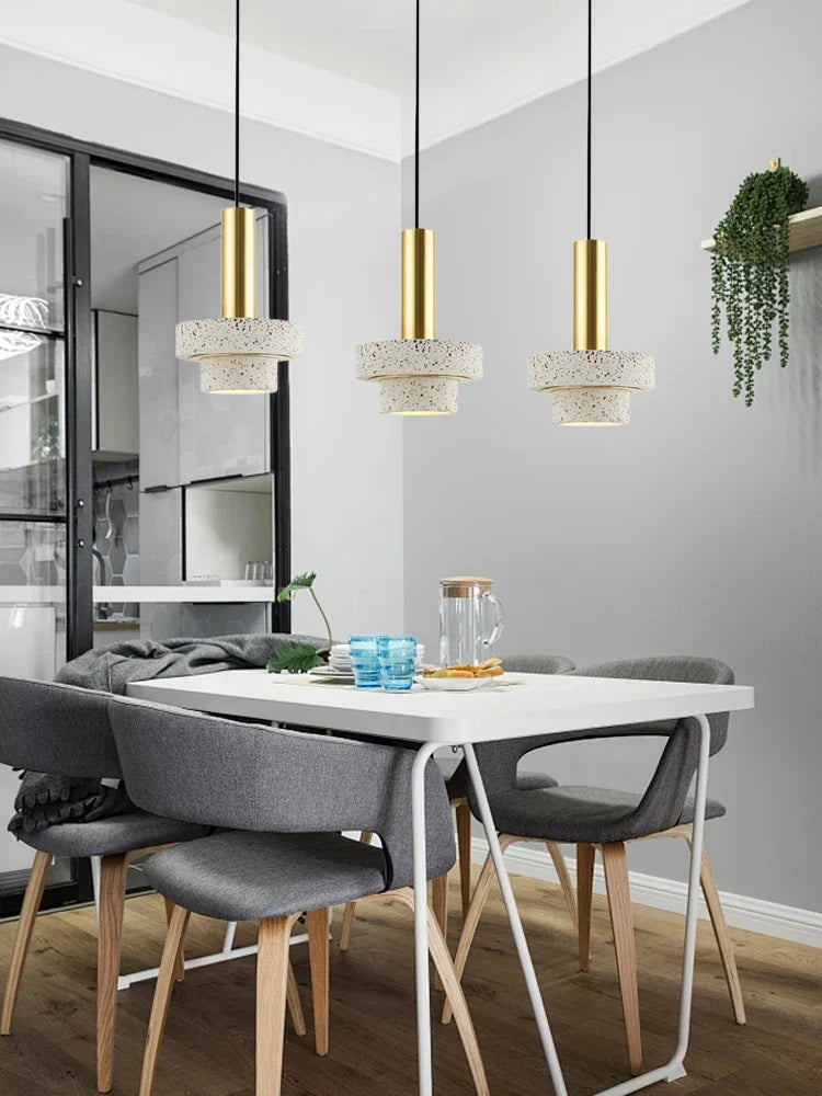 Afralia™ Small Stone Pendant Lights Snowflake Marble Hanging Lamp for Modern Home-appliance Décor