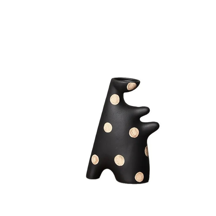 Afralia™ Polka Dot Geometric Vase: Handmade Ceramic Flowerpot Home Decor