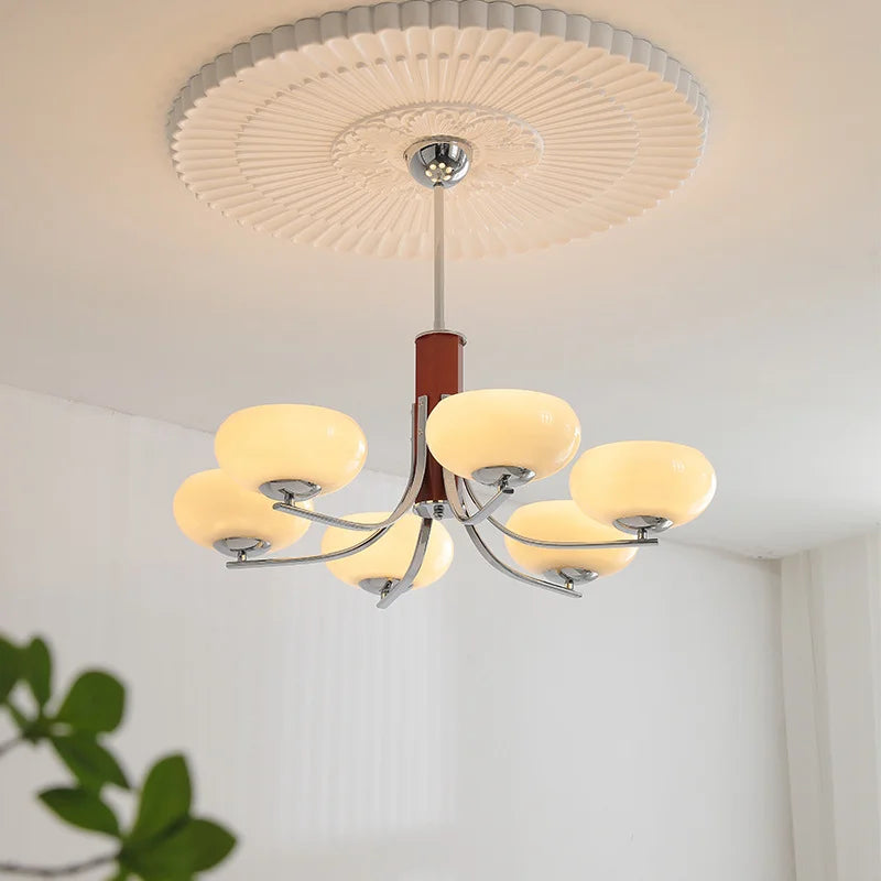 Afralia™ Milk White Glass Pendant Chandelier: Retro Bauhaus Style for Bedroom, Living Room, Restaurant