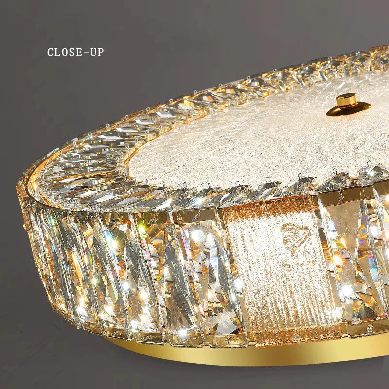 Afralia™ Crystal Glass Ceiling Light for Bedroom & Living Room, Low Ceiling Chandelier