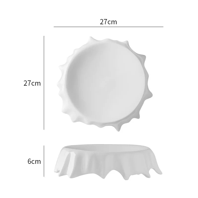 Afralia™ Ceramic Irregular Plate Set: Dinner, Steak, Dessert, Snack, Pasta, Cake - Solid Color Tableware