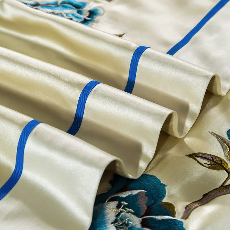 Afralia™ 200S Embroidery Egyptian Cotton Bedding Set Queen King Linens