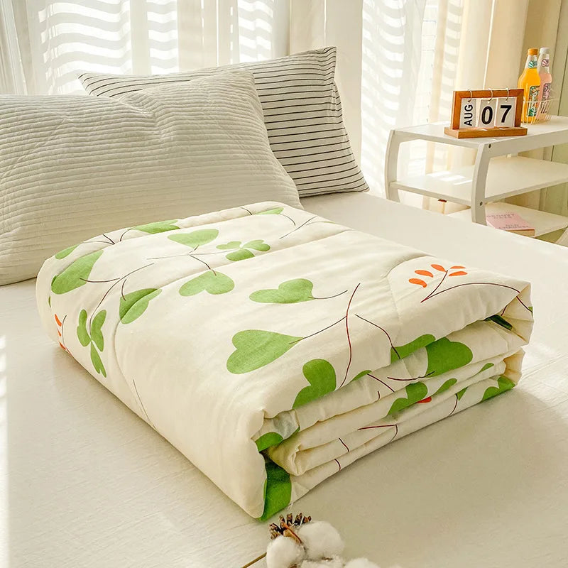Afralia™ Lightweight Cotton Summer Quilt: Single/Double Machine Washable Air Conditioning Blanket