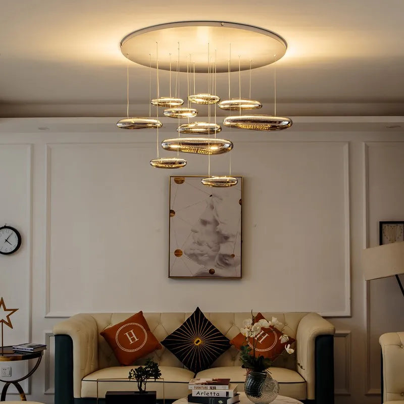 Afralia™ Modern Cobblestone LED Ceiling Chandelier for Living Room Bedroom Dining Home Décor