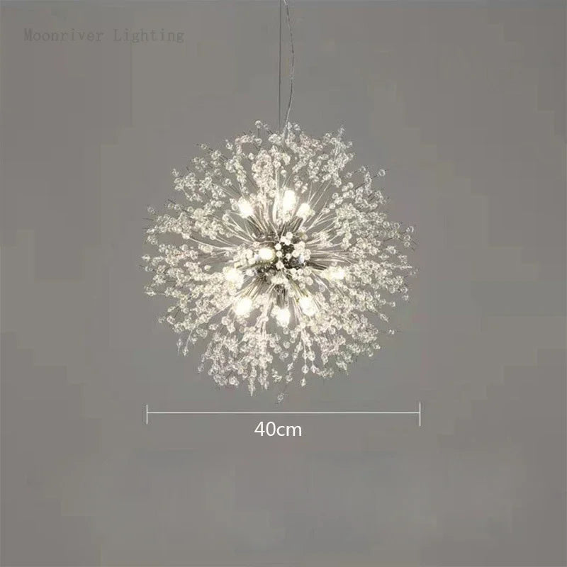 Afralia™ Luxury Crystal Dandelion Chandelier for Modern Living Room, LED Pendant Light