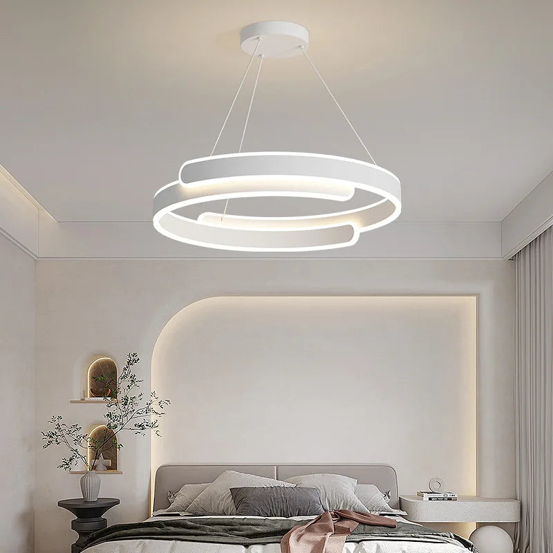 Afralia™ Modern LED Chandeliers | Black White Lights | Round Lamps