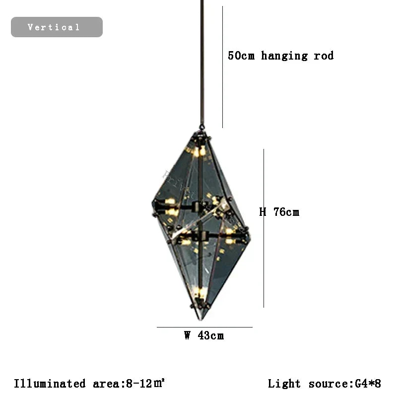 Afralia™ Angular Diamond Glass Chandelier Ceiling Light for Home Decor