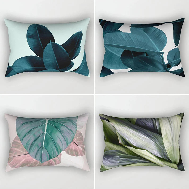 Tropical Plant Pillowcase Green Leaves Cushion Cover for Home Decor by Afralia™