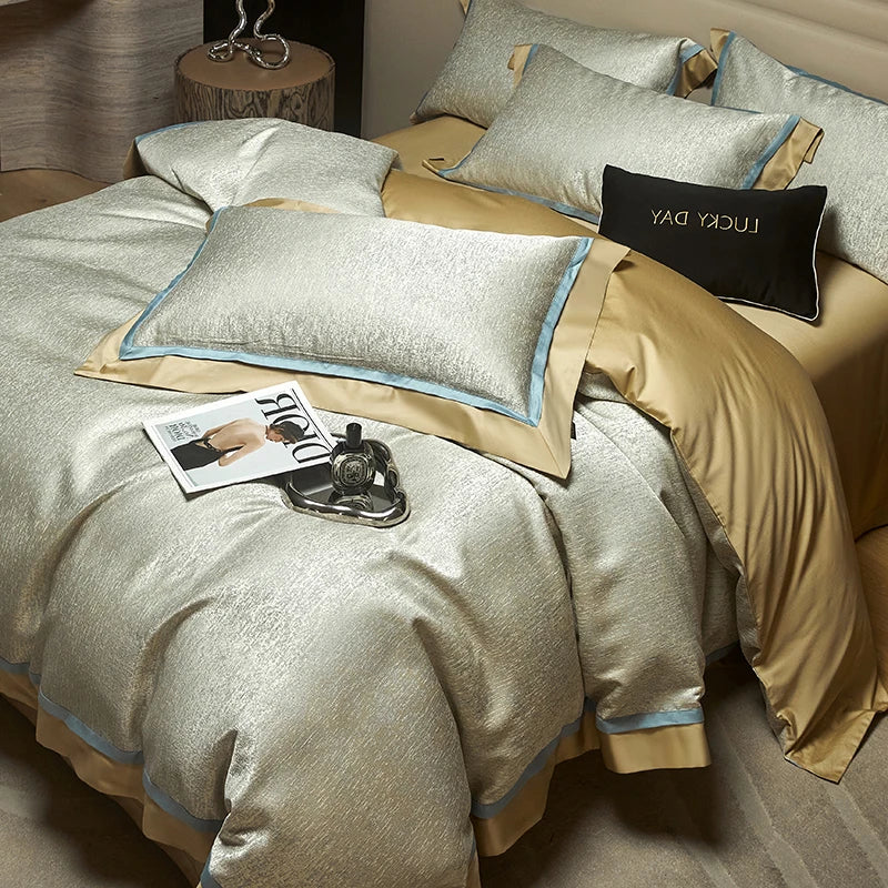 Afralia™ Luxury Yarn-dyed Jacquard Bedding Set: Duvet, Sheet, Pillowcases