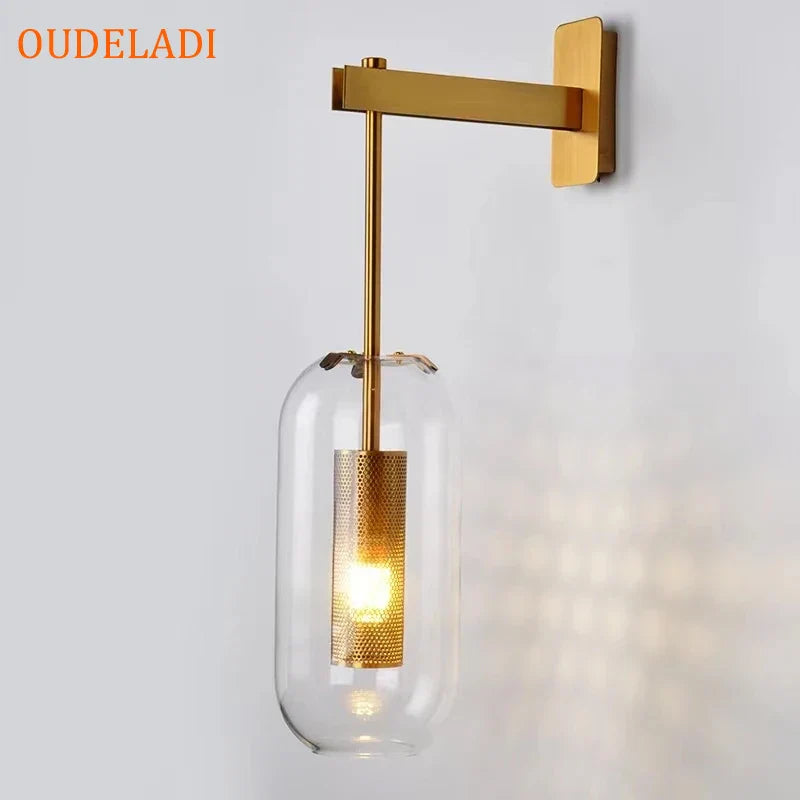 Afralia™ Modern Glass Wall Sconce | LED Bedroom Light Fixture | Nordic Living Room Indoor Lamp