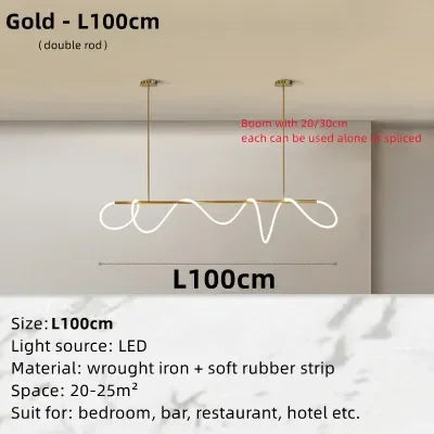 Afralia™ Musical Note Linear Light: Modern Nordic Pendant Lamp for Living Room