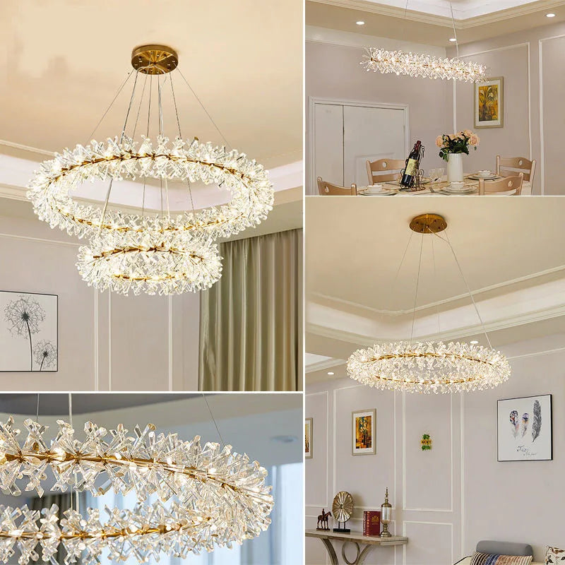 Afralia™ Modern Lustre Crystal Chandelier LED Lighting for Living, Dining, Bedroom