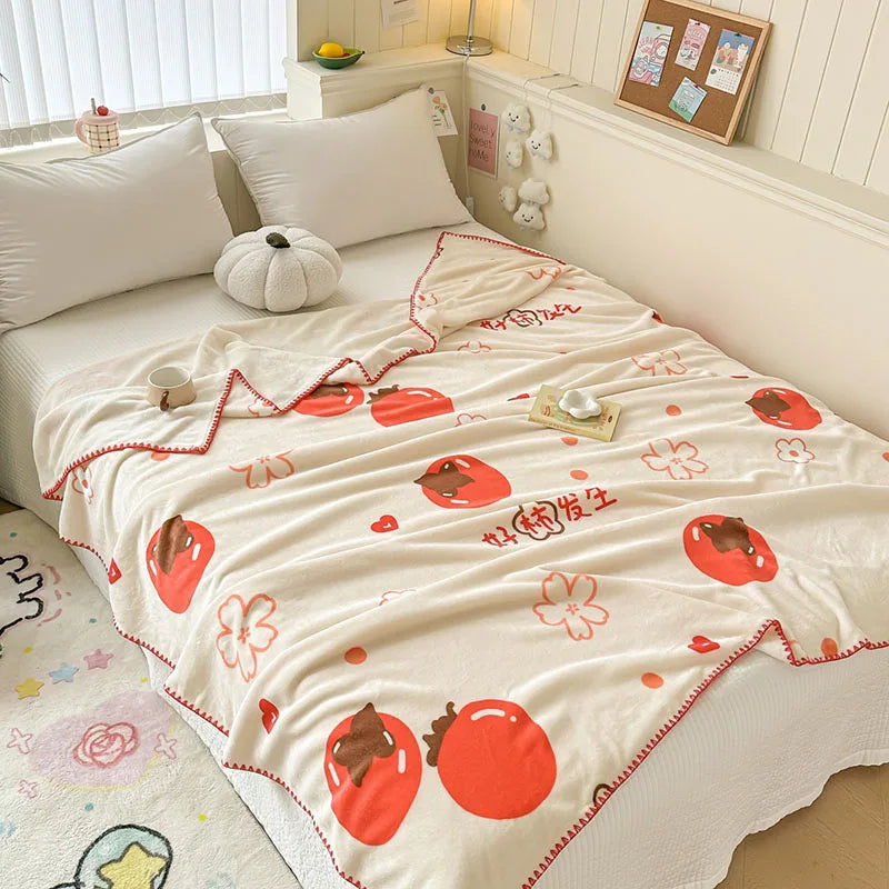 Afralia™ Cozy Milk Velvet Blanket: Cute Pattern, Warm, Multi-Functional Sofa & Travel Shawl