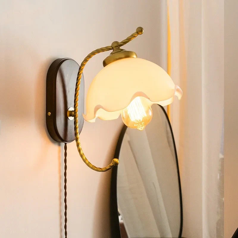 Afralia™ Iron Glass LED Wall Lights Modern Bedside Lamp 4w Bulb for Bathroom Bedroom Living Room