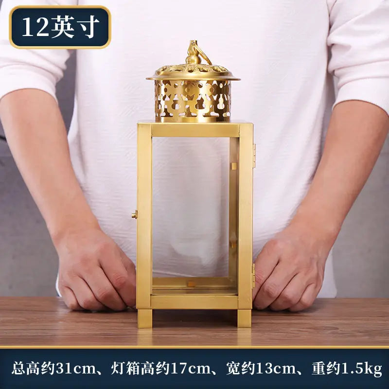 Afralia™ Copper Oil Lamp for Worship with Windproof Design and Pure Ghee