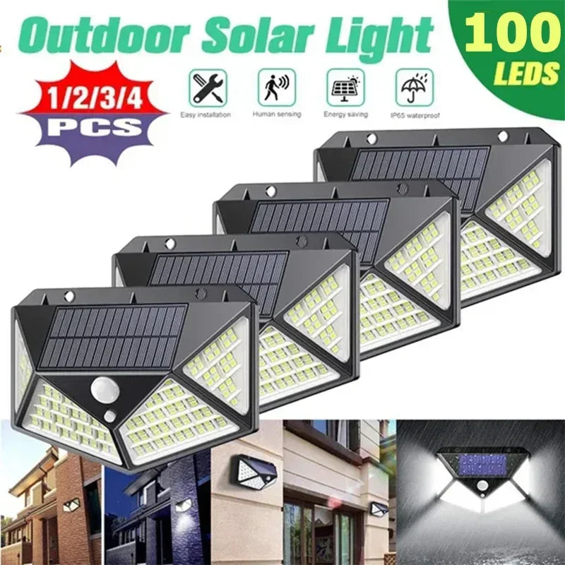 Afralia™ 100 LED Solar Wall Lights: Motion Sensor Outdoor Solar Lamp for Garden