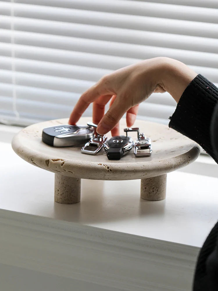 Afralia™ Marble Tray Bowl Stone Plate Vintage Decor for Jewelry & Perfume