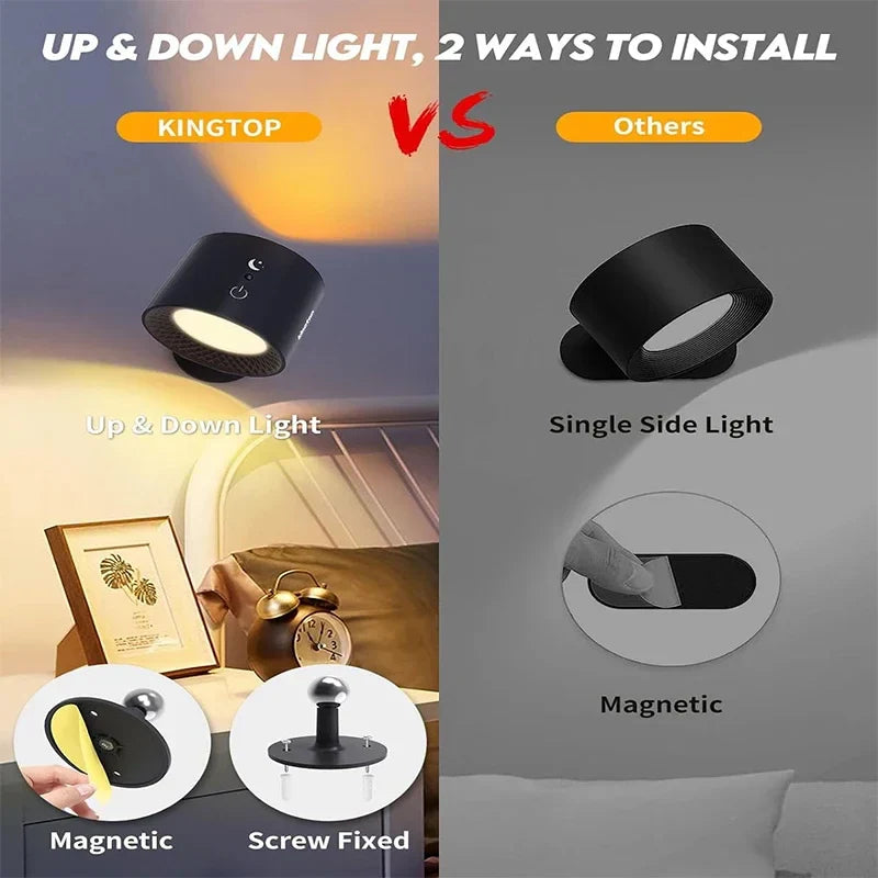 Afralia™ Double Head Wall Lamp: Touch Control, 360 Rotatable, USB Rechargeable Night Light