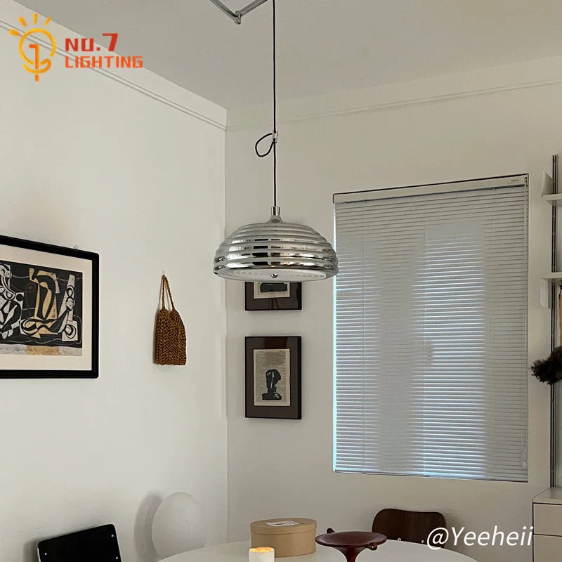 Afralia™ Chrome Swing Arm Pendant Light LED E27 Industrial Hanging Lamp