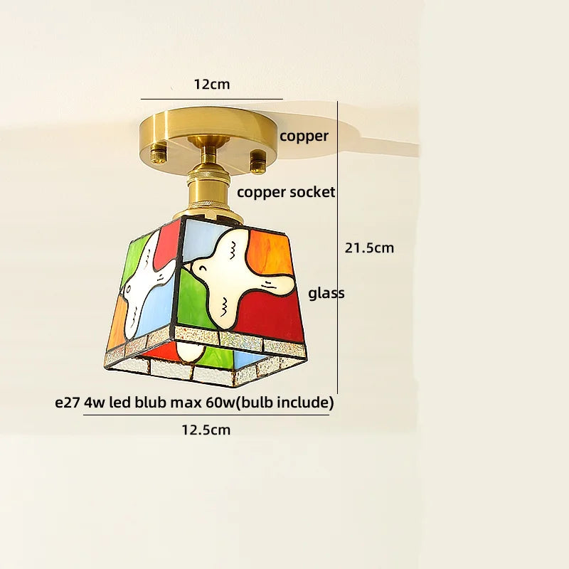 Afralia™ Wood Ball LED Ceiling Lamp Vintage Loft Copper Canopy Light