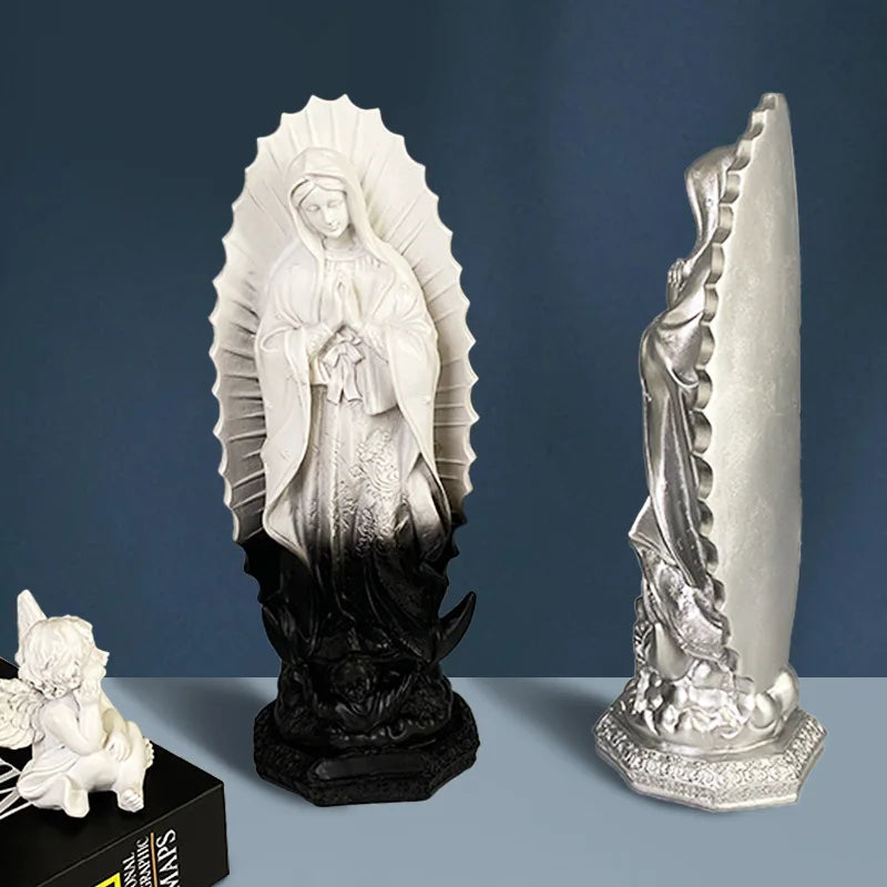 Afralia™ Virgin Mary Resin Sculpture for Home Decor and Religious Display