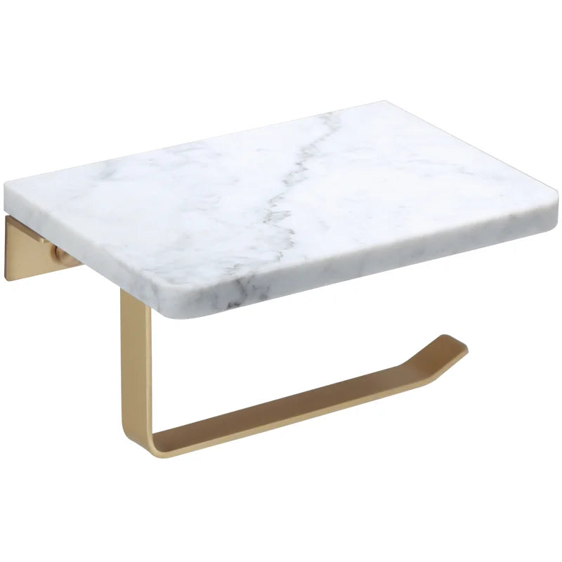 Afralia™ Brass Marble Toilet Paper Holder Nordic Brushed Gold Bathroom Tissue Shelf