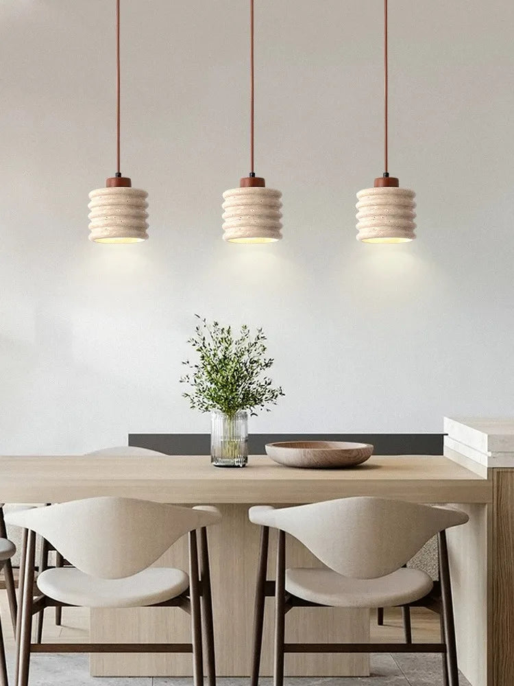Afralia™ Yellow Cave Stone Chandelier Cream LED Pendant: Retro Nordic Style