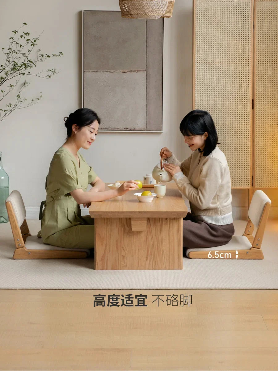 Afralia™ Solid Wood Legless Tatami Armchair