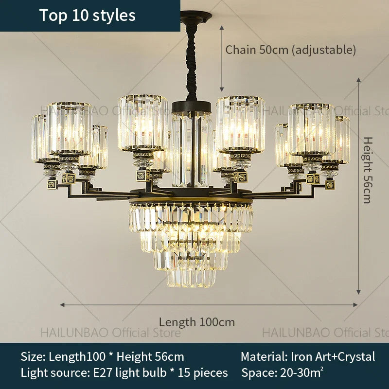 Afralia™ Crystal Chandelier Light: Luxury Living Room Dining Bedroom Airy Elegance