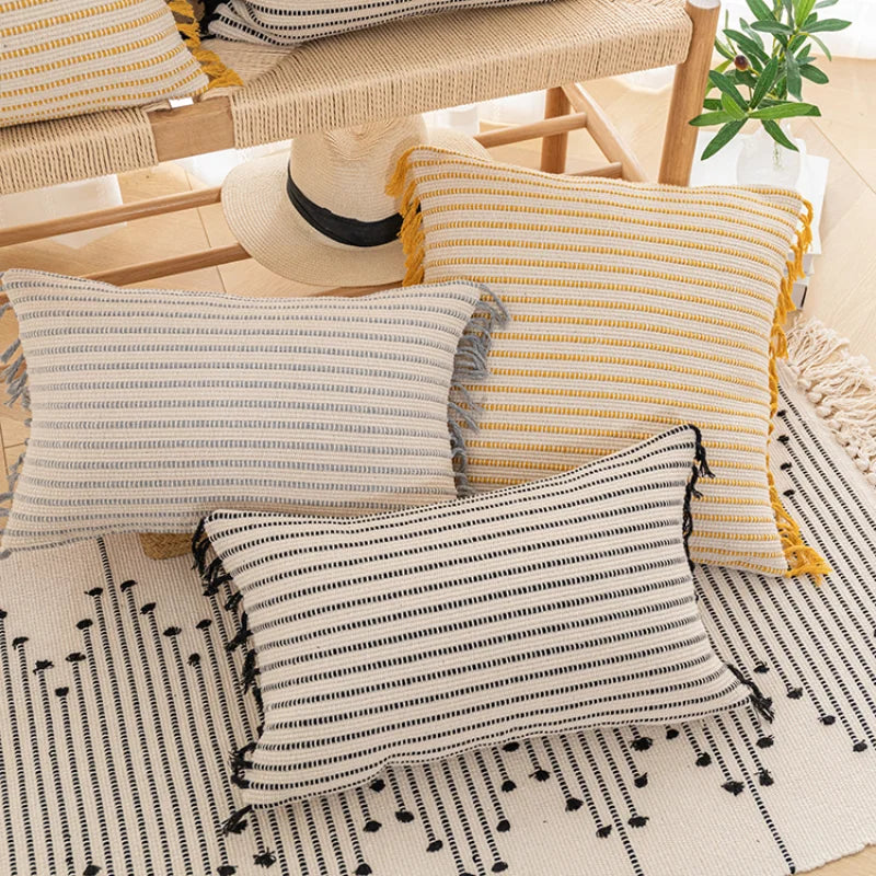 Afralia™ Tassel Cushion Cover Woven Home Decoration Sofa Pillowcase 45x45cm