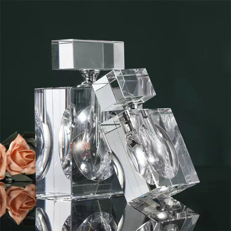 Afralia™ Crystal Perfume Bottles: Elegant Transparent Square Storage Tank for Home Decor