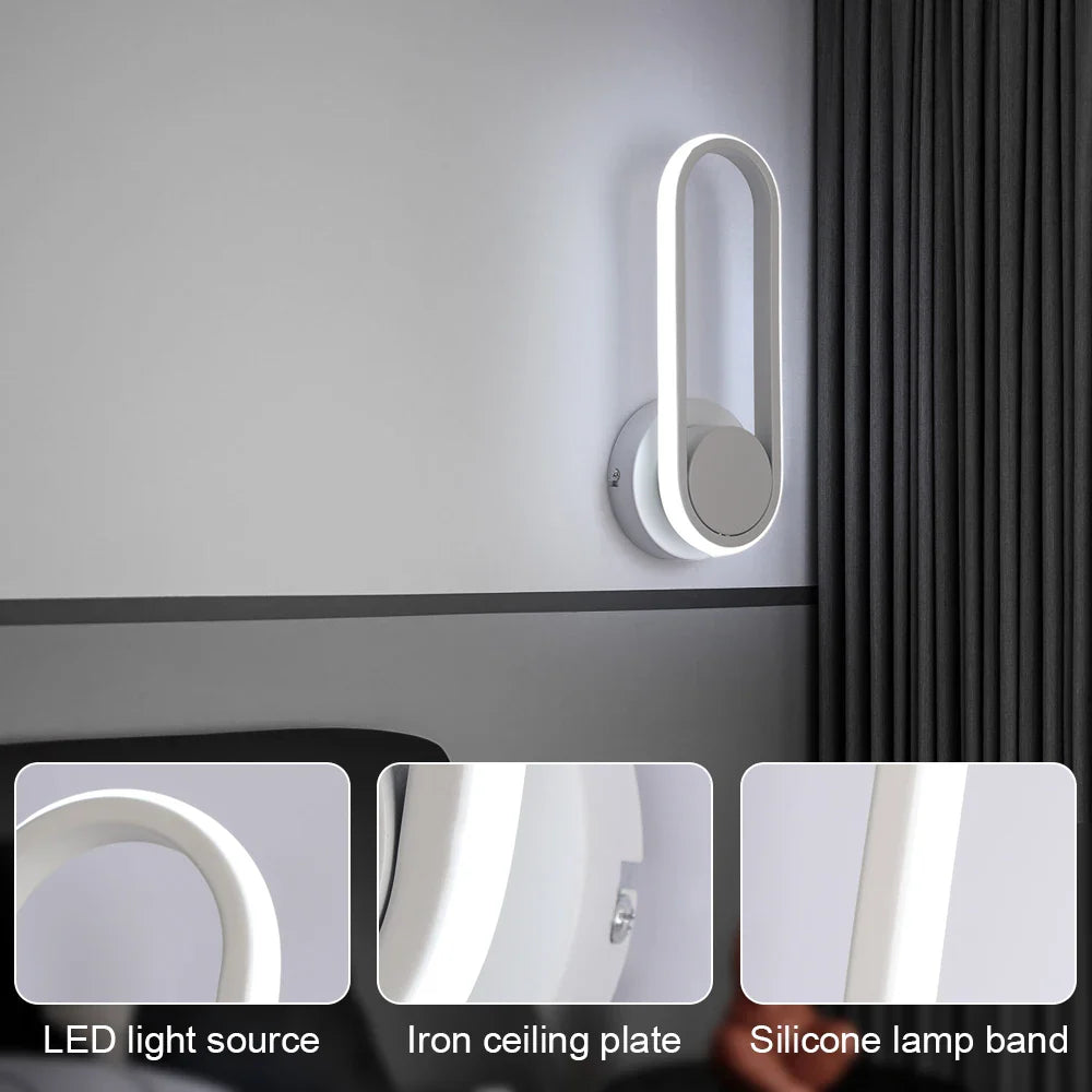 Afralia™ Modern White LED Wall Sconce Rotational Light Fixture for Bedroom Living Room