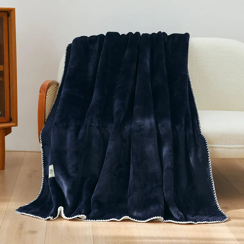 Afralia™ Double-Layer Warm Blanket: Flannel & Lamb Wool Sofa Blanket