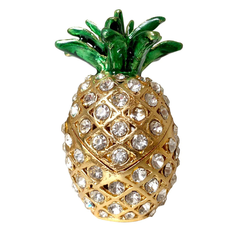 Crystal Pineapple Trinket Box Glass Fruit Figurine Paperweight by Afralia™: Art & Collection Ornament