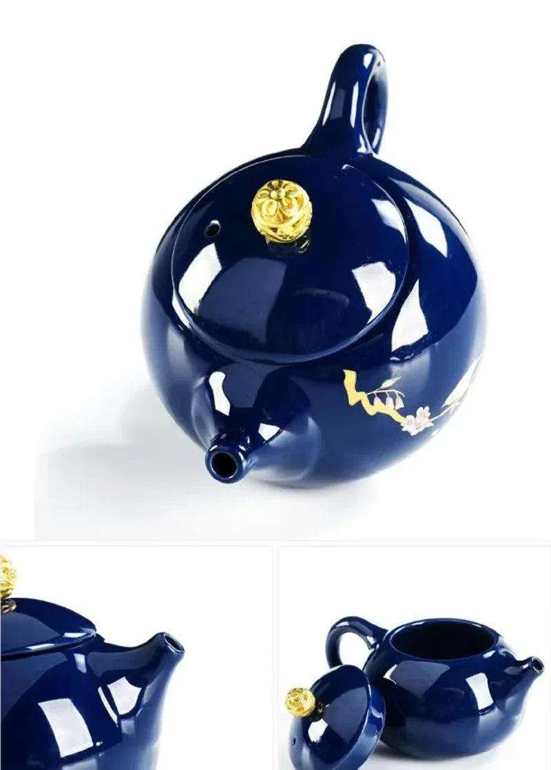 Afralia™ Noble Blue Porcelain Teapot: High-Quality Tea Kettle Set with Yixing Clay, Chinese Tea, Coffee Samovar