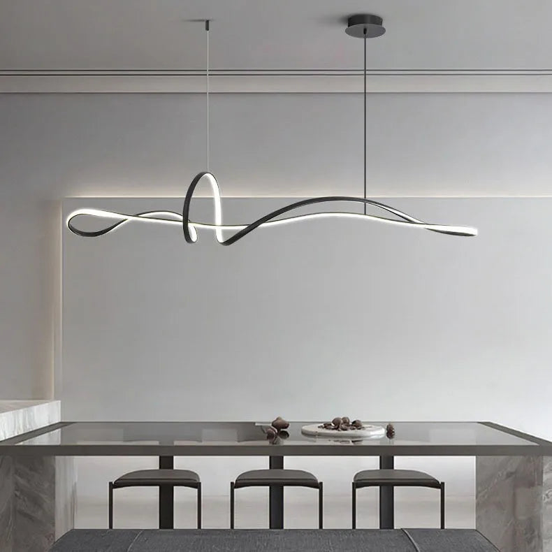 Afralia™ Minimalist LED Chandelier for Dining Room with Long Strip Design