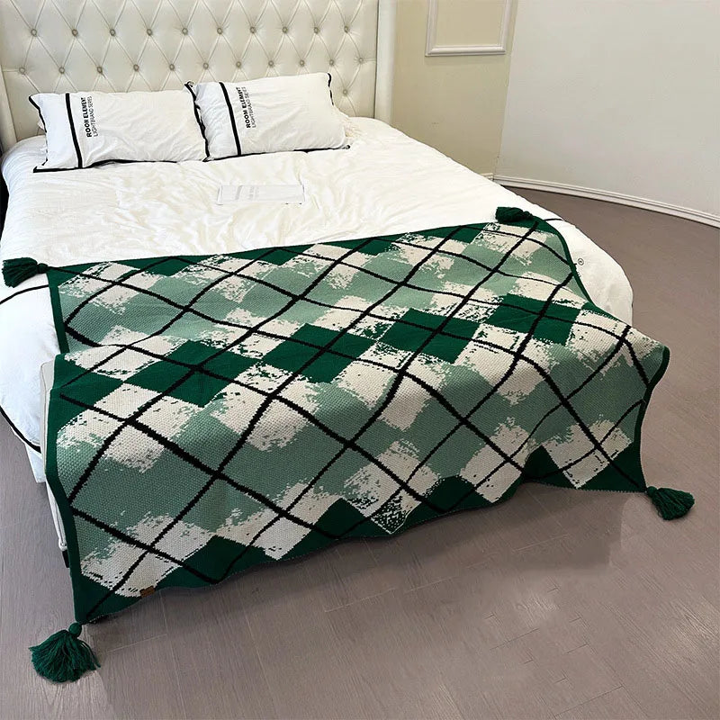 Afralia™ Multifunctional Diamond Grid Blanket for Office, Geometric Pattern Gift Shawl