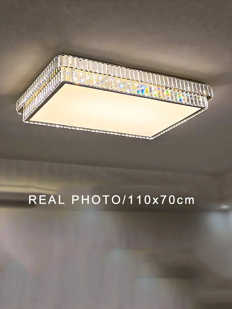 Afralia™ Luxury Crystal Ceiling Light, Modern LED Gold/Silver, Dimmable, Round/Square Design